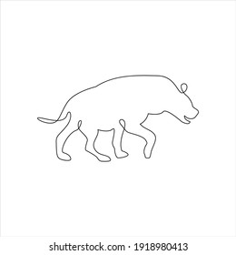 Minimalist One Line Hyena Icon. Line drawing animal tattoo. Hyena one line hand drawing continuous art print, Vector Illustration. Free single line drawing of Hyena