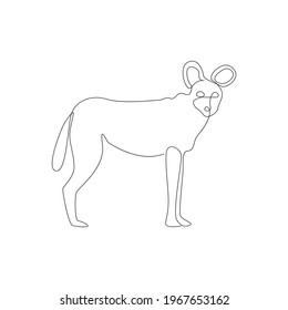 Minimalist One Line Hyena Icon. Line Drawing Animal Tattoo. Hyena One Line Hand Drawing Continuous Art Print, Vector Illustration. Free Single Line Drawing Of Hyena