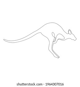 Icono de canguro de una línea minimalista. Tatuaje en línea de animales. Kangaroo, una línea de la mano dibujando una imagen de arte continuo, Vector Illustration. Dibujo de línea única libre de canguro 