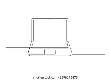 Minimalist One Line Laptop Drawing – Modern Digital Device, Work from Home, Remote Technology Vector Art