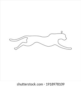 Minimalist One Line Leopard or Cheetha Icon. Line drawing animal tattoo. Leopard or Cheetah one line hand drawing continuous art print, Vector Illustration. Free single line drawing of jaguar or tiger