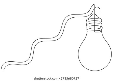 Minimalist one line light bulb sketch for creative thinking and inspiration design