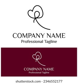Minimalist one line logo of flower. Minimalist logo design.