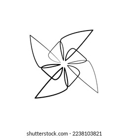 Minimalist one line paper windmill logo design. Modern line art, vector, graphic, icon, illustration