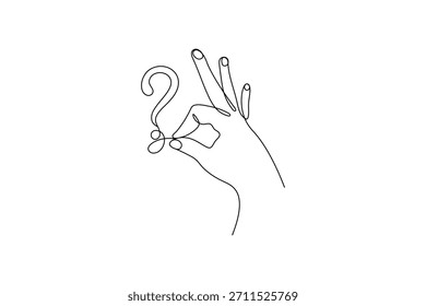 Minimalist one line question mark and heart symbols outline vector

