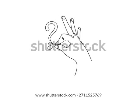 Minimalist one line question mark and heart symbols outline vector
