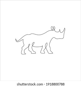 Icono de rinocerontes de una línea minimalista. Tatuaje en línea de animales. Rinocerontes de una línea dibujando una impresión de arte continuo, Ilustración vectorial. Dibujo de una sola línea libre de rinoceronte