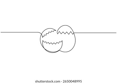 Minimalist one line sketch of easter eggs for spring holiday celebration on white background