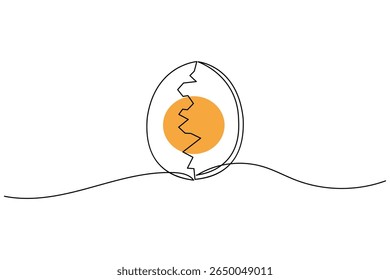 Minimalist one line sketch of easter eggs for spring holiday celebration on white background