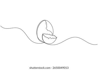 Minimalist one line sketch of easter eggs for spring holiday celebration on white background
