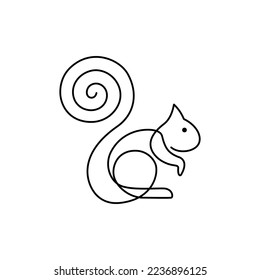 
Minimalist one line squirrel logo design. Modern line art, vector, graphic, icon, illustration
