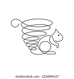 
Diseño minimalista de un logotipo de ardilla de una línea. Arte de línea moderna, vector, gráfico, icono, ilustración