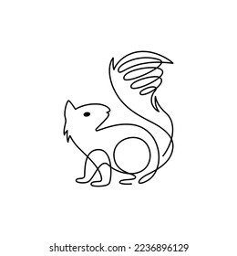 
Minimalist one line squirrel logo design. Modern line art, vector, graphic, icon, illustration