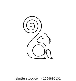 
Minimalist one line squirrel logo design. Modern line art, vector, graphic, icon, illustration