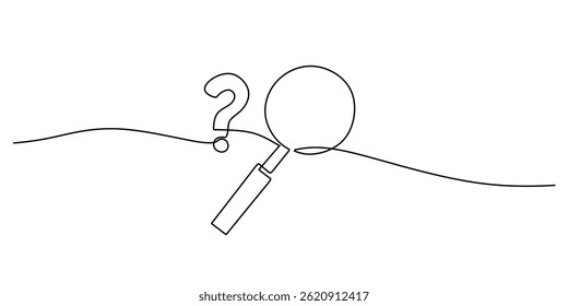 Lupa Minimalista De Um Ponto De Interrogação Vetorial De Linha. Conceito de Curiosidade de Inquérito.