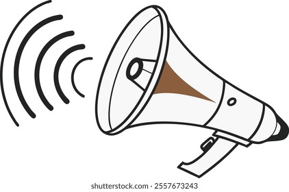 Minimalist One-Line Art Megaphone Illustration Representing Communication and Expression