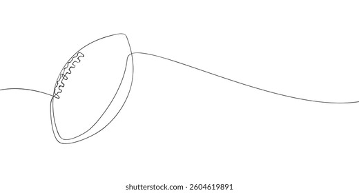 Minimalist one-line drawing of an American football, symbolizing sports, teamwork, and competition in a modern, abstract, and artistic style.
