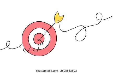 Minimalist One-Line Drawing of an Arrow Hitting a Target