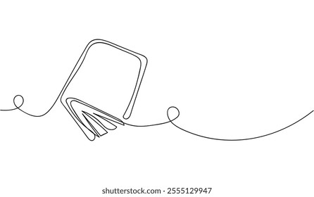 Minimalist One-Line Drawing of an closed Book on a White Background
