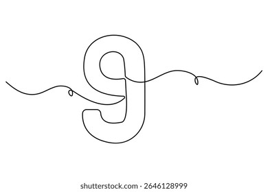 Minimalist One-Line Drawing of Number Nine Vector illustration
