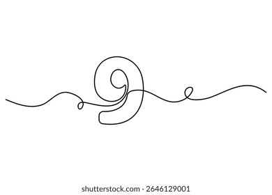 Minimalist One-Line Drawing of Number Nine Vector illustration
