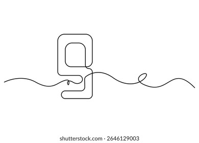 Minimalist One-Line Drawing of Number Nine Vector illustration

