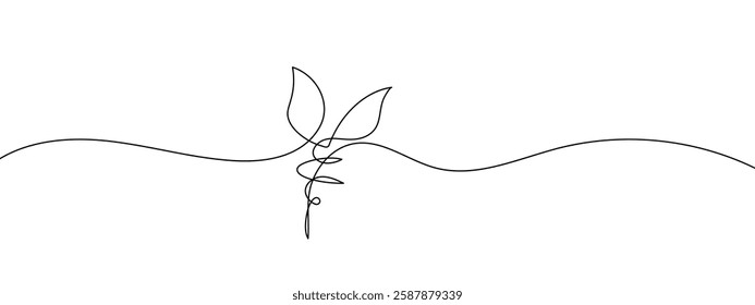  A minimalist one-line drawing of a sprouting seed, symbolizing new beginnings, nature, and organic growth.