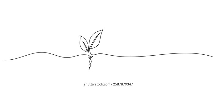  A minimalist one-line drawing of a sprouting seed, symbolizing new beginnings, nature, and organic growth.