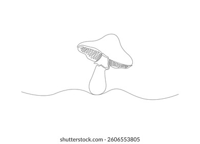 Minimalist One-Line Mushroom Drawing – Continuous Line Art Vector Illustration