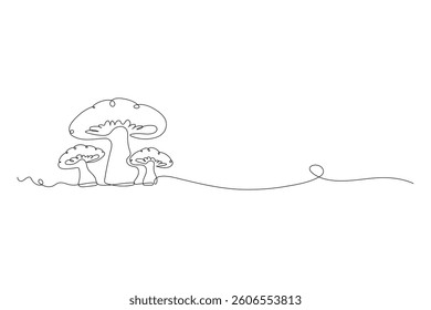 Minimalist One-Line Mushroom Drawing – Continuous Line Art Vector Illustration