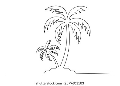 Minimalist One-Line Palm Tree Drawing – Continuous Line Art Illustration on White Background