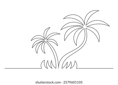Minimalist One-Line Palm Tree Drawing – Continuous Line Art Illustration on White Background
