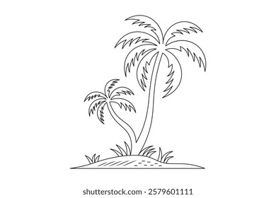 Minimalist One-Line Palm Tree Drawing – Continuous Line Art Illustration on White Background