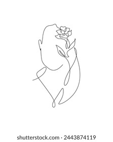  A minimalist one-line sketch, blending beauty and nature in simple elegance