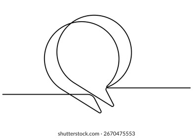 Dibujo minimalista de la burbuja del discurso de una línea y arte de diseño de Vector