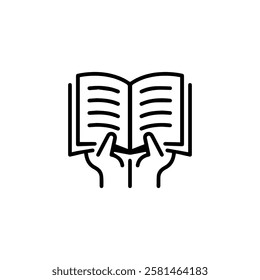 Minimalist Open Book with Hands Icon Vector