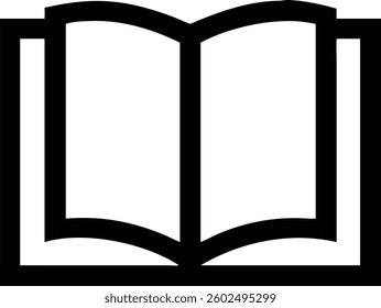 Minimalist Open Book Icon – Black and White Illustration