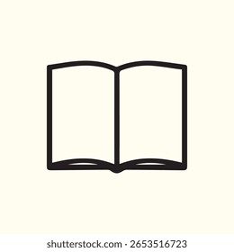 Minimalist open book icon ideal for representing reading writing education or library services in a clean modern style