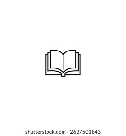 Minimalist Open Book Icon - Modern Education and library Symbol