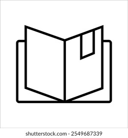 Minimalistisches, offenes Buchsymbol, geeignet für Bildung, Lesen und Bibliotheksthemen.