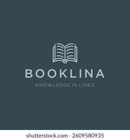 Minimalist Open Book Line Art Logo – A clean book design symbolizing knowledge and growth.