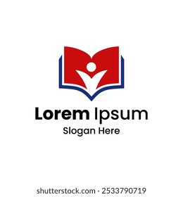 Minimalist Open Book Logo with Human Symbol for Education