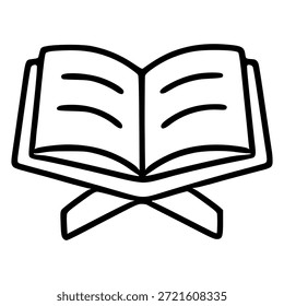 Minimalist open book on a stand vector illustration, symbolizing knowledge and faith.