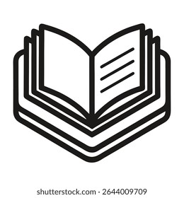 Minimalist Open Book outline Vector Icon