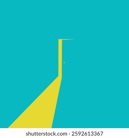 Minimalist Open Door with yellow light Vector Illustration. Symbol of new careers, opportunities, business ventures and initiatives. Business concept. Vector illustration