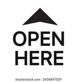 Minimalist Open Here Icon Black Color