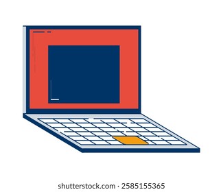 Minimalist open laptop with empty web window on display 2D doodle object. Digital device. Modern technology cartoon element flat vector clipart isolated on white background. Hand drawn illustration