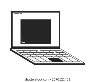 Minimalist open laptop with empty web window on display doodle linear object. Digital device. Modern technology 2D vector outline clip art drawing isolated on white. Hand drawn sketch illustration