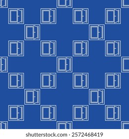 Minimalist Opened Window vector concept thin line seamless pattern