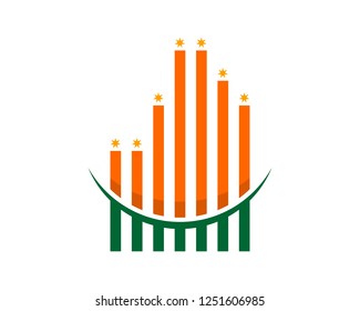 minimalist orange bar chart skyscraper design